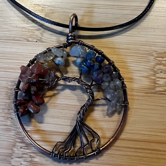 Jewelry - Handmade Tree of Life Multicolor Gemstone Pendant Necklace